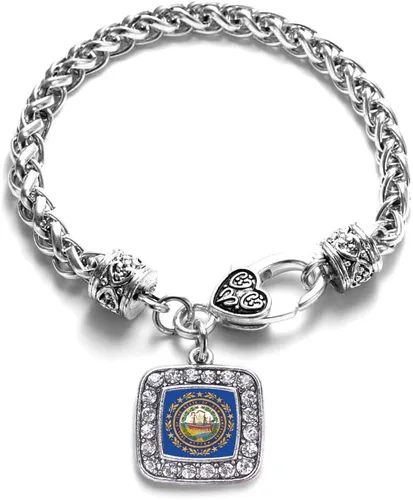 Vista 213 de Pulsera de dijes cuadrados de plata con joyería de circonita cúbica