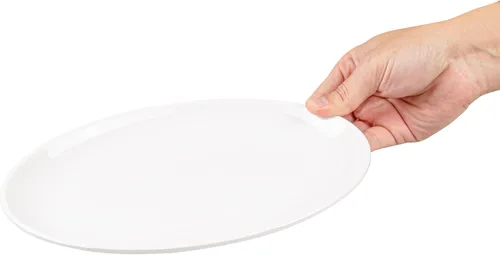 Vista 10 de Restaurantware Voga - Platos llanos de 10 x 7.1 pulgadas, 10 platos ovalados pequeños, resistentes a roturas, aptos para lavavajillas, platos