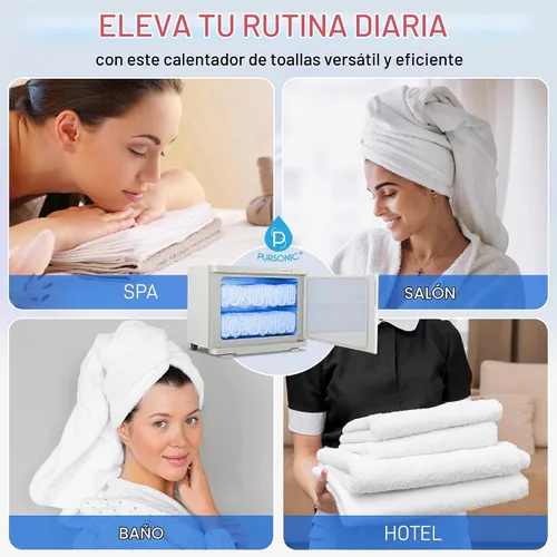 Vista 3 de Pursonic Calentador de toallas profesional con esterilizador UV, calentador de toallas prémium de 8 litros, calefacción 360 grados con tanque