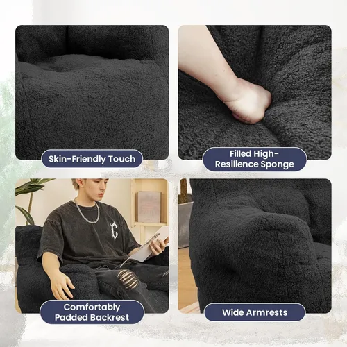 Vista 6 de Cvortll Puf con relleno, sofá puff con relleno suave acolchado, sofá esponjoso y perezoso, cómodas y acogedoras sillas de puf con espuma