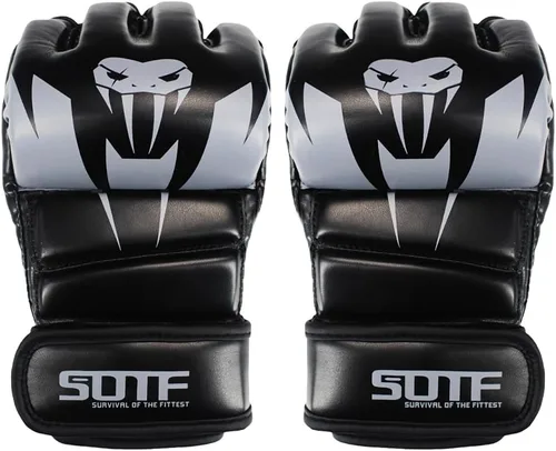 Vista 3 de SOTF Guantes de boxeo para adultos, guantes de entrenamiento de artes marciales mixtas, guantes de boxeo de lucha y dedos abiertos para mujeres