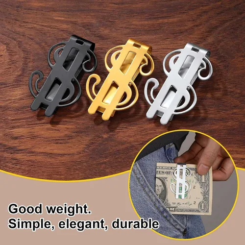 Vista 5 de ChainsPro Men Personalized Money Clip 316L Stainless SteelGold PlatedBlack for Fathers DayXmas Gift-Send Gift Box