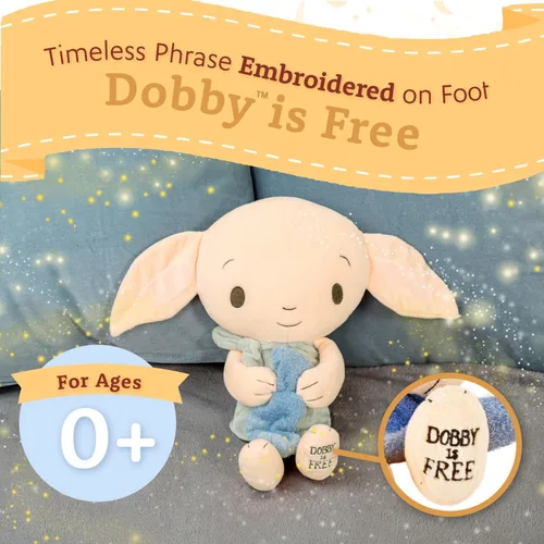 Vista 4 de Kids Preferred Harry Potter Dobby Peluche Relleno Animal El Adorable Elfo Doméstico Sosteniendo Su Icónico Calcetín para Bebés, Niños Pequeños