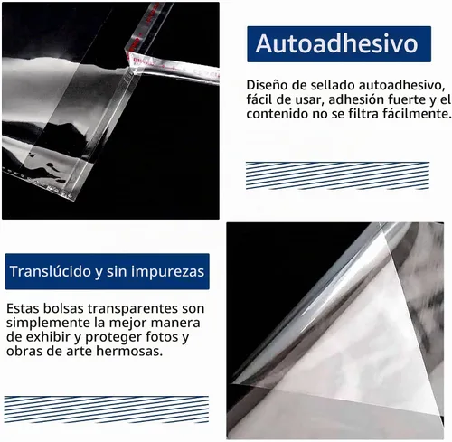 Vista 6 de Bolsas de celofán transparentes OPP de polipropileno - 2.54 cm x 15.24 cm, bolsas adhesivas autosellables, 100 unidades para regalos de caramelos