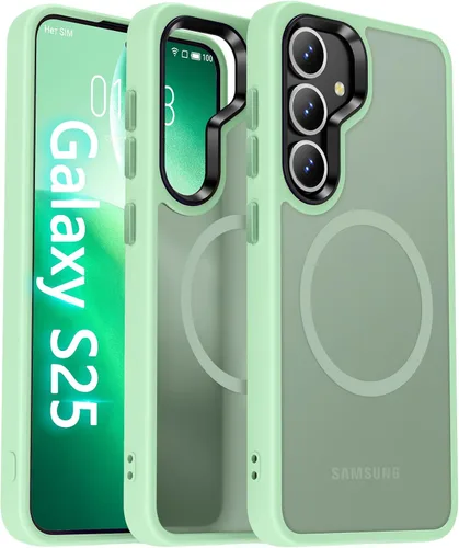 Vista 111 de Oterkin Funda magnética para Samsung Galaxy A17 mate, funda de teléfono A17 compatible con MagSafe esmerilada, translúcida, a prueba de golpes Negro
