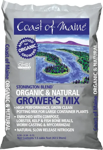 Vista 2 de Coast of Maine CMSBO15 Mezcla de tierra para macetas Stonington Blend de agricultores orgánicos con ingredientes oceánicos totalmente naturales