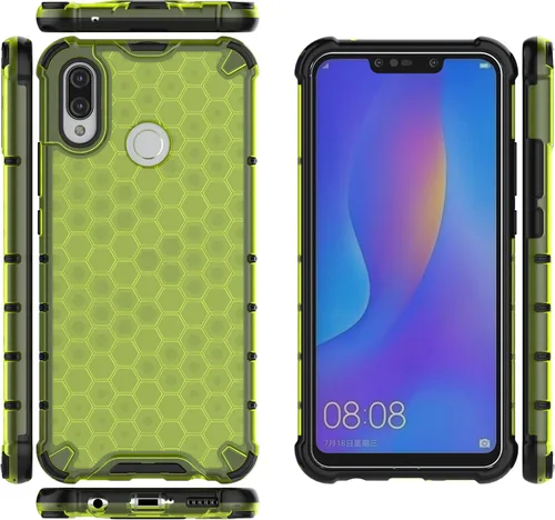 Vista 263 de Pzwoxukhov Funda compatible con Huawei Nova 3i, compatible con Huawei P Smart+ 2018 Honeycomb Anti-Drop Shock-Absorbing Case Negro