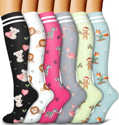 Vista 39 de Bluemaple Paquete de 6 calcetines de compresión de cobre para mujeres y hombres, el mejor apoyo para médicos, correr, enfermería, atletismo