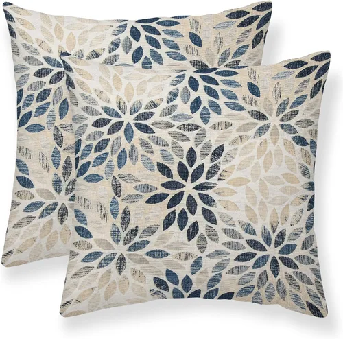Vista 10 de Juego de 2 fundas de almohada negras y grises de 40 x 40 cm, geométricas, florales, decorativas para exteriores, fundas de almohada estilo granja