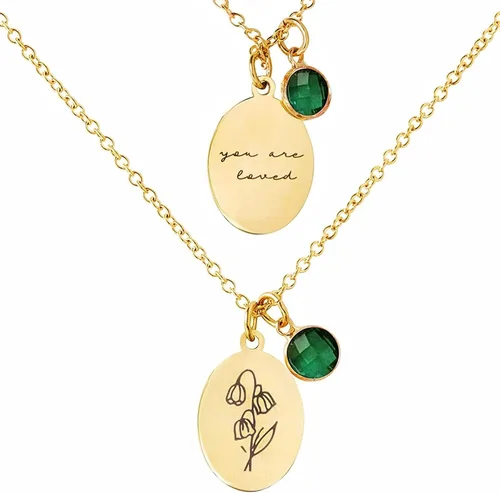 Vista 10 de Collar de flores de nacimiento, collar de piedra natal de diciembre, collar con dije para mamá, regalos de cumpleaños, cadena de oro, delicado