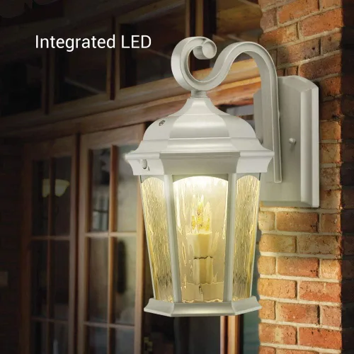 Vista 3 de Euri Lighting EFL-140W-MD Linterna de Llama Parpadeante, Cristal al Agua, con Luz de Seguridad Integrada (3000K), Fotocélula y Sensor de Movimiento