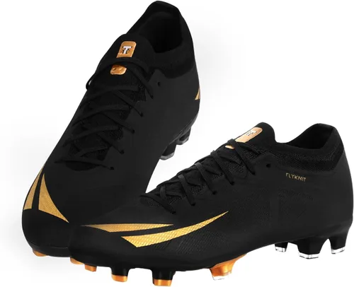 Vista 5 de Tazzico Tacos de fútbol para hombre y mujer, zapatos de fútbol negros para niños, zapatos de fútbol para niños, zapatos de entrenamiento