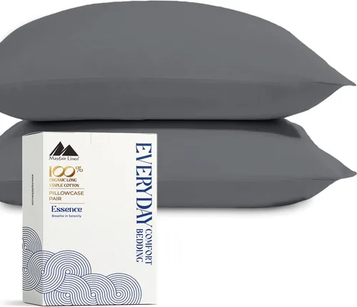Vista 27 de Mayfair Linen Juego de sábanas de percal 100 % algodón orgánico, tamaño individual o 2 unidades, suaves y crujientes de algodón orgánico