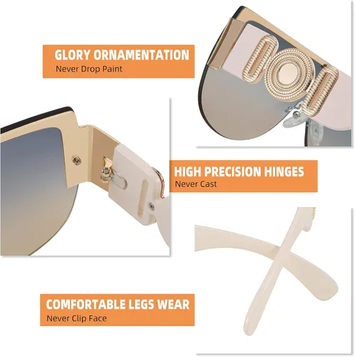 Vista 6 de FEISEDY Gafas de sol de gran tamaño para mujer, diseño de moda, elegante, protección UV400, B2748, 72mm