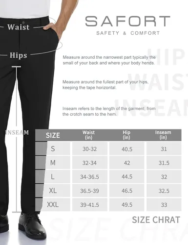 Vista 7 de Safort Pantalones de vestir ajustados para hombre, elásticos e impermeables para uso diario