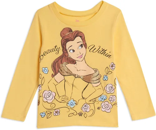 Vista 2 de Disney Princess Ariel Cenicienta Tiana Belle Jasmine Moana Paquete de 3 camisetas para niños pequeños a grandes