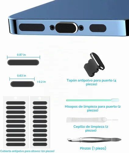 Vista 6 de Tapón antipolvo para iPhone, compatible con iPhone y AirPods, protector de enchufe del puerto Lightning, cubierta antipolvo del puerto de carga