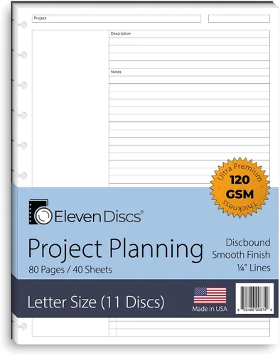Vista 23 de Eleven Discs Papel Discbound, Hojas de Cuadrícula de Puntos Tamaño Junior - Repuestos Premium de 120gsm Peso Pesado para Cuaderno y Planificador - 8
