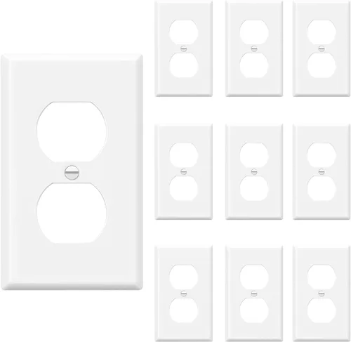 Vista 12 de DEWENWILS Paquete de 4 tapas blancas para enchufes y placas de interruptores, placas decorativas de pared de metal para interruptores de luz y tomas