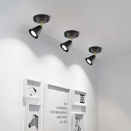 Vista 3 de Lámpara de techo moderna de montaje empotrado, cabezal direccional ajustable, luces negras para interiores, luz de pista única montada