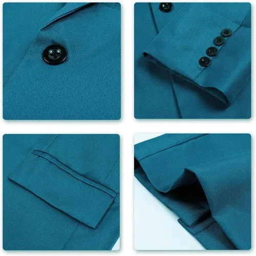 Vista 42 de YUNCLOS Chaqueta blazer casual de 1 botón con solapa con muescas para hombre