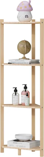 Vista 10 de Wisuce Estante esquinero, estantes esquineros de bambú 100% real, estante organizador de almacenamiento para baño, sala de estar, cocina