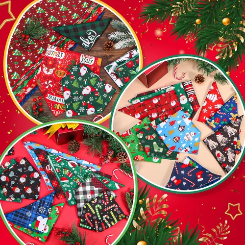 Vista 5 de 30 pañuelos de Navidad para perros, bufandas ajustables para perros, baberos, pañuelos de invierno para cachorros, pañuelos lavables para Tema