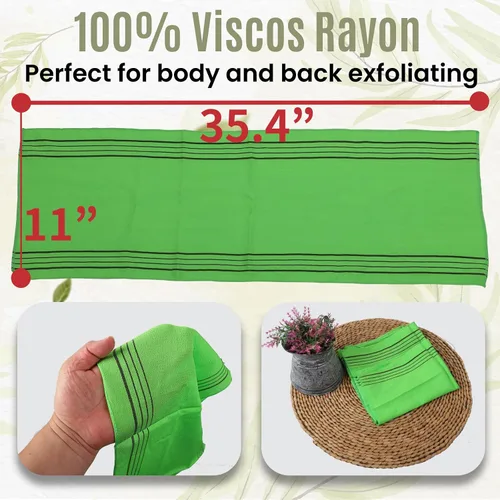 Vista 2 de etreetowel Tamaño Extra Grande 35.4" x 11" (2 PCs) Paños de Baño Exfoliantes Asiáticos Coreanos Manopla Exfoliante para Cuerpo y Espalda Guante Paño