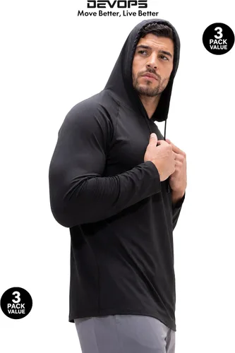 Vista 4 de DEVOPS - Sudadera con capucha para hombre, de manga larga, para pesca, senderismo, correr, entrenamiento