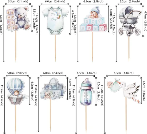 Vista 2 de 40 PIEZAS Oh Baby Cupcake Toppers Cisne Chupete Mameluco Carrito de Bebé Oso Niña Cupcake Picks Es un Niño Decoraciones de Baby Shower para Niños
