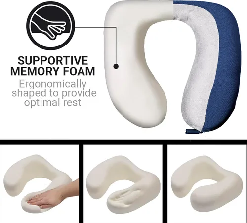 Vista 5 de Go Travel American Dreamer, almohada de viaje de lujo, almohada de cuello de espuma viscoelástica Adjustable Front Closure, Ideal for Airplane