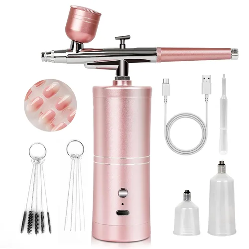 Vista 17 de SAVILAND Aerógrafo para Uñas: Creatividad Ilimitada de Arte de Uñas Kit Pro de Aerógrafo de Doble Modo Recargable Boquilla de 0.3mm Set de A-Violeta