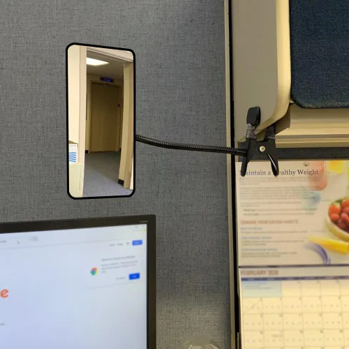 Vista 8 de Ampper Espejo de seguridad acrílico con clip, espejo de cubículo convexo flexible para seguridad personal y escritorio, monitores de visión trasera