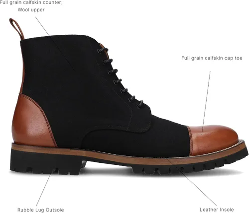 Vista 2 de TAFT Jack Boot - Botas de vestir hechas a mano de cuero y lana para hombre, paisley marrón topo