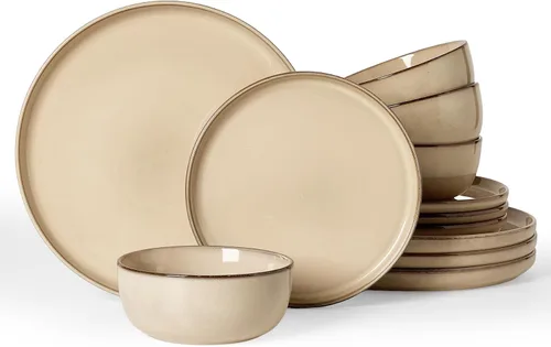 Vista 35 de Famiware Milkyway - Juego de vajilla de cerámica, 16 piezas, incluye cuenco para pasta, platos y cuencos para comidas diarias y formales, servicio