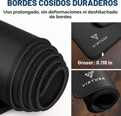 Vista 3 de Virtusx Alfombrilla de mouse grande para juegos con bordes cosidos, alfombrilla de escritorio extendida para computadora, tela microtejida superior