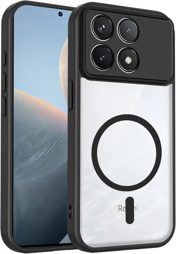 Vista 391 de Funda magnética transparente compatible con Xiaomi 17T, color negro 2 en 1 PC + TPU cubierta de teléfono a prueba de golpes, carcasa protectora