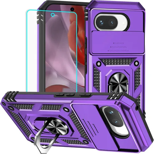 Vista 24 de HNHYGETE Funda para Pixel 6a con protector de pantalla HD, soporte giratorio de grado militar de 360° (resistente) a prueba de golpes para Google