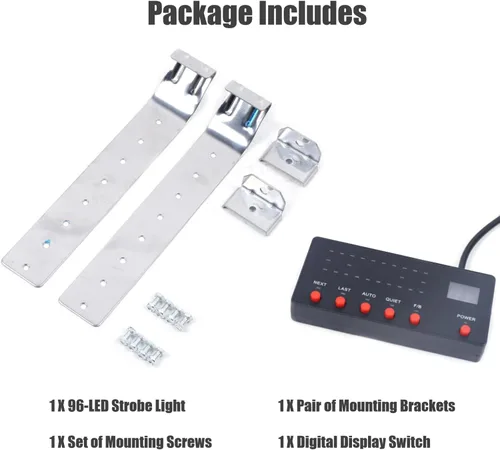 Vista 9 de Luz estroboscópica de emergencia de 51 pulgadas, 21 modos intermitentes, tira estroboscópica de 96 LED con interruptor de pantalla digital, barras
