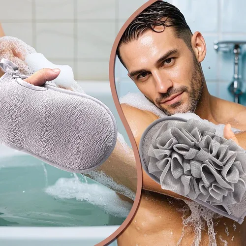 Vista 4 de Extra grande: 2 paquetes de esponjas de baño, esponja de lufa para el cuerpo, esponja de limpieza de puf de ducha, esponja de uso de ducha para baño