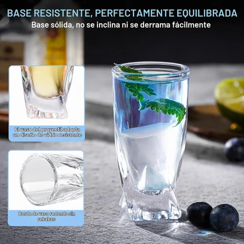 Vista 3 de Juego de 28 vasos de chupito a granel con base pesada, vasos de whisky de 1.3 onzas, vasos de bebidas espirituosas, juego de vasos de tequila, vasos