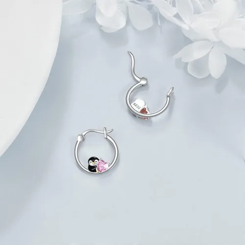 Vista 5 de POPLYKE Aretes de aro de animales para mujer, de plata de ley 925, hipoalergénicos, joyería para regalo de cumpleaños