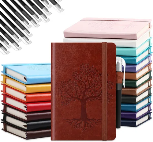 Vista 7 de Estune Tree Cuadernos Pequeños de Cuero con Soporte para Bolígrafo, Cuadernos de Bolsillo de Tapa Dura, Cuadernos Temáticos Bonitos con Rayas