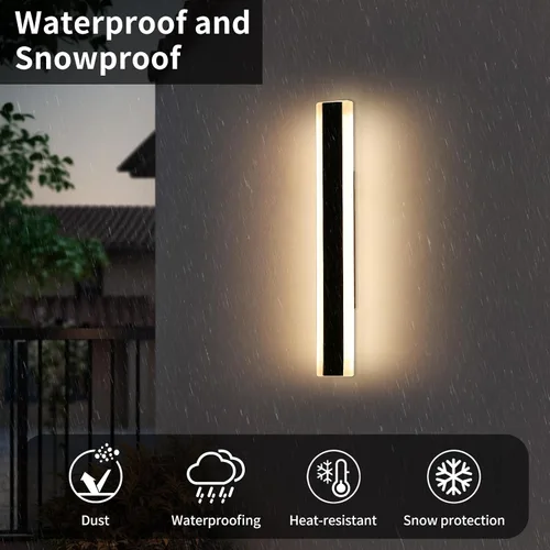 Vista 5 de Luces de Pared Modernas para Exterior de Casa, Apliques de Pared al Aire Libre de 23.6 Pulgadas, 3 Luces Color 3000K/4500K/6000K, Resistente al Agua