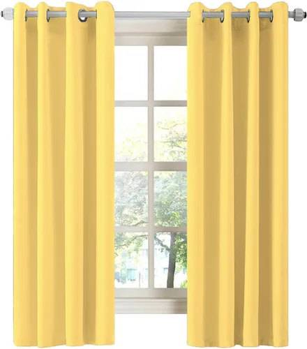 Vista 21 de LA PALMA Cortinas opacas con aislamiento térmico y ojales, para sala de estar, dormitorio, paquete de 2 paneles