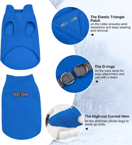 Vista 4 de BEAUTYZOO Chaleco de forro polar para perro, chaqueta de invierno para perros pequeños y medianos con correa de anillo en D, abrigo con capucha