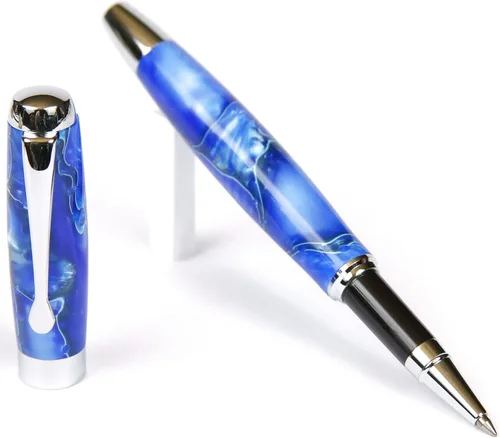 Vista 11 de Tuscany Black & Pearl Rollerball Pen - Cuerpo brillante marmoleado
