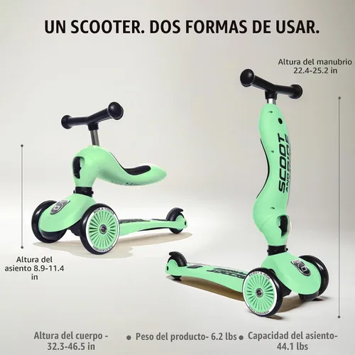 Vista 3 de Scoot & Ride 2 en 1 Patineta y Soporte para Niños, Edades de 1 a 5, Highwaykick 1, Kiwi