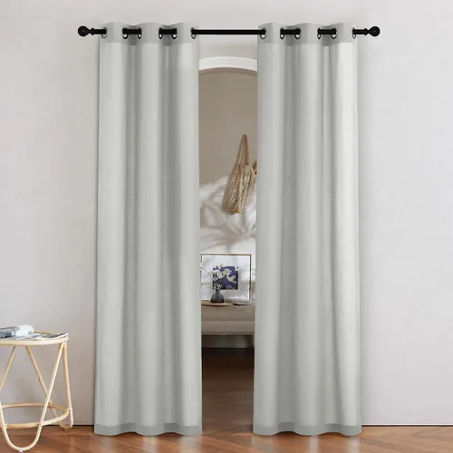 Vista 97 de NICETOWN - Cortinas de lino angora para ventana de cocina sobre el fregadero, con ojales, lino grueso angora, tratamientos cortos para ventanas