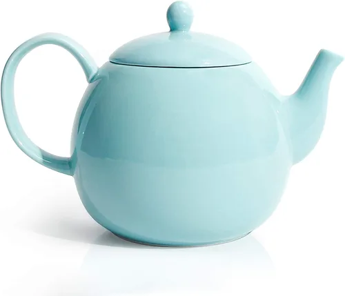 Vista 8 de Sweese Tetera de porcelana de 27 onzas con infusor para té de hojas sueltas, gris azulado